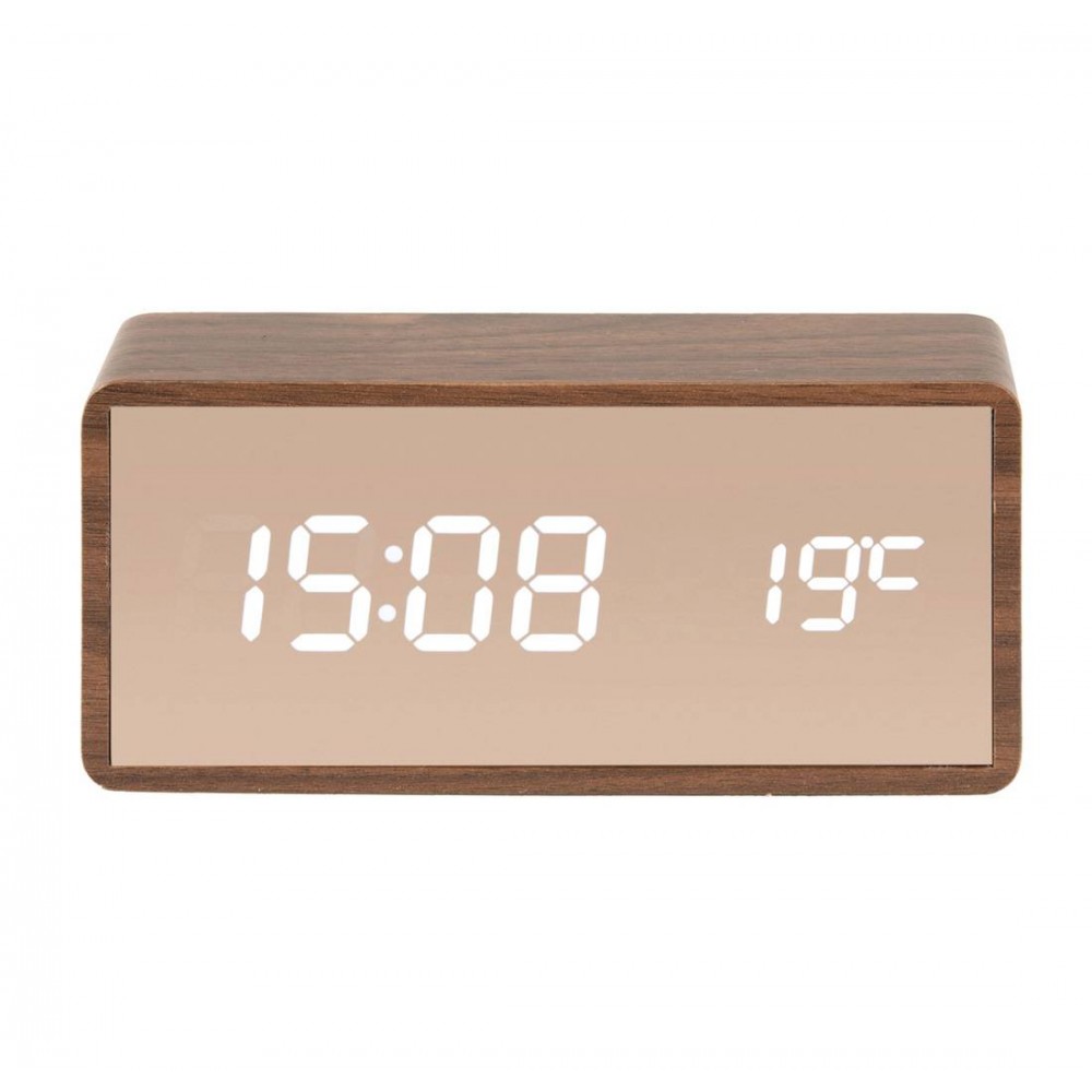 Herätyskello - Karlsson Mirror LED Kupari Tumma Puu