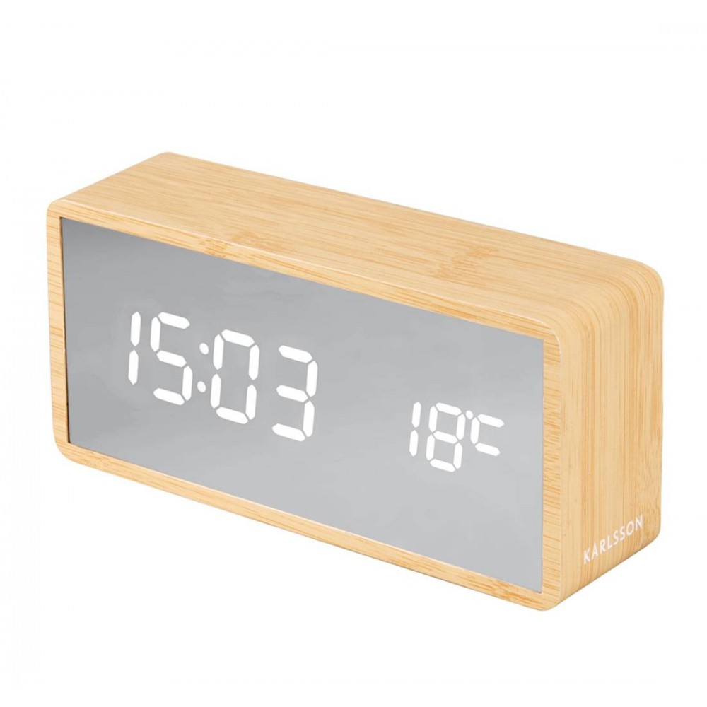 Herätyskello - Karlsson Mirror LED Kupari Vaalea Puu