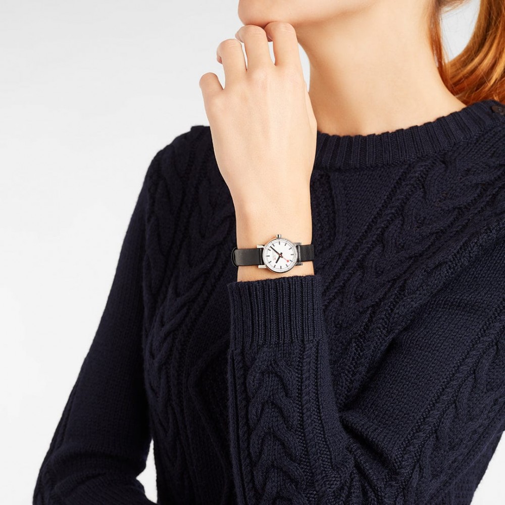 Rannekello Mondaine evo2 Valkoinen/Nahka Ø26 mm MSE.26110.LBV