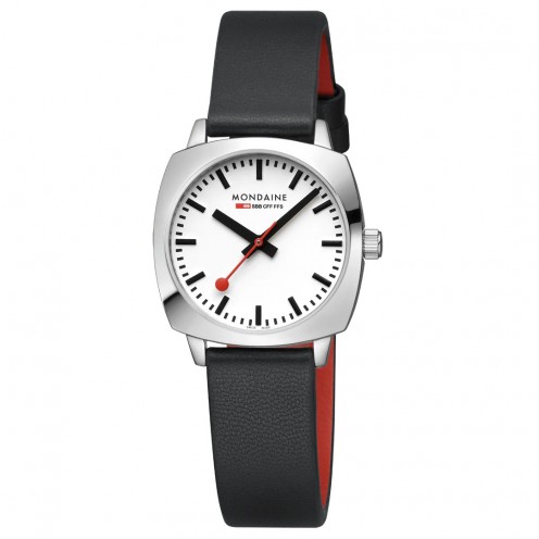Rannekello Mondaine Cushion Valkoinen/Nahka Ø31 mm MSL.31110.LBV