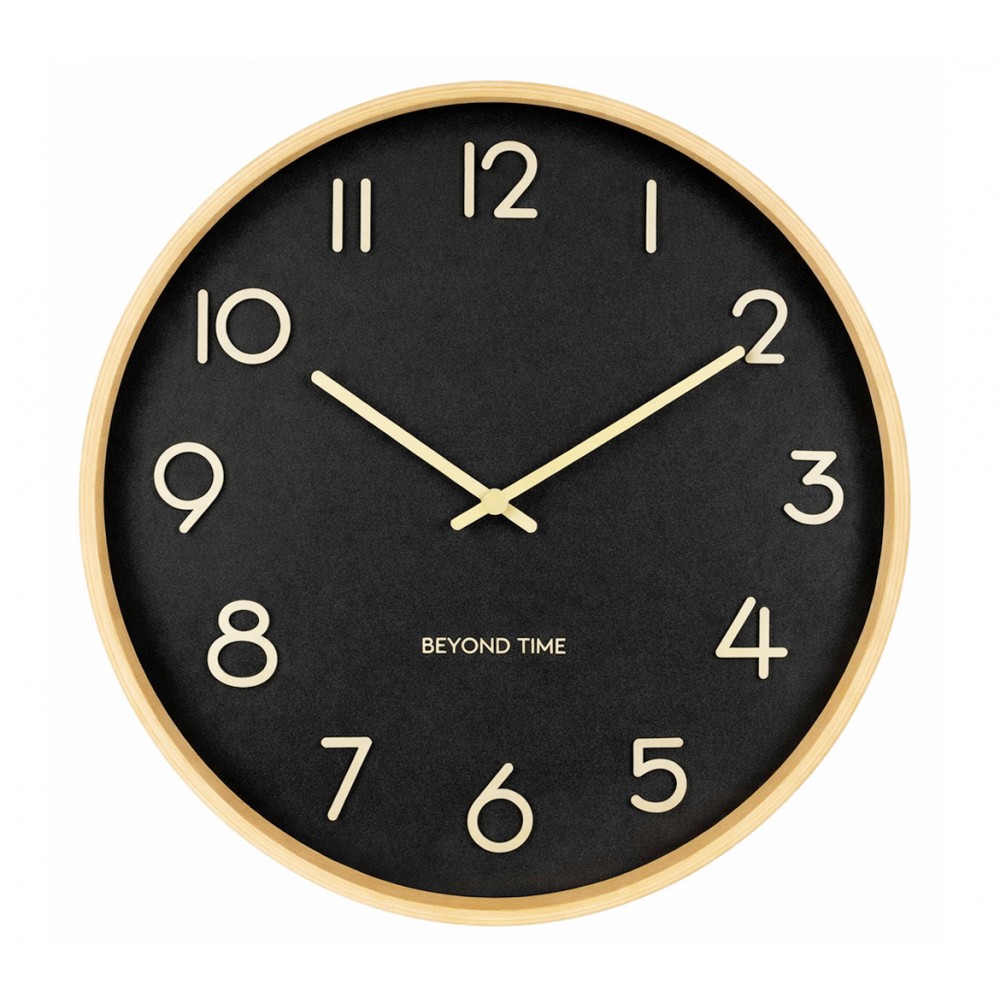 Seinäkello - Beyond Time Madera Grande Vaalea Puu Musta