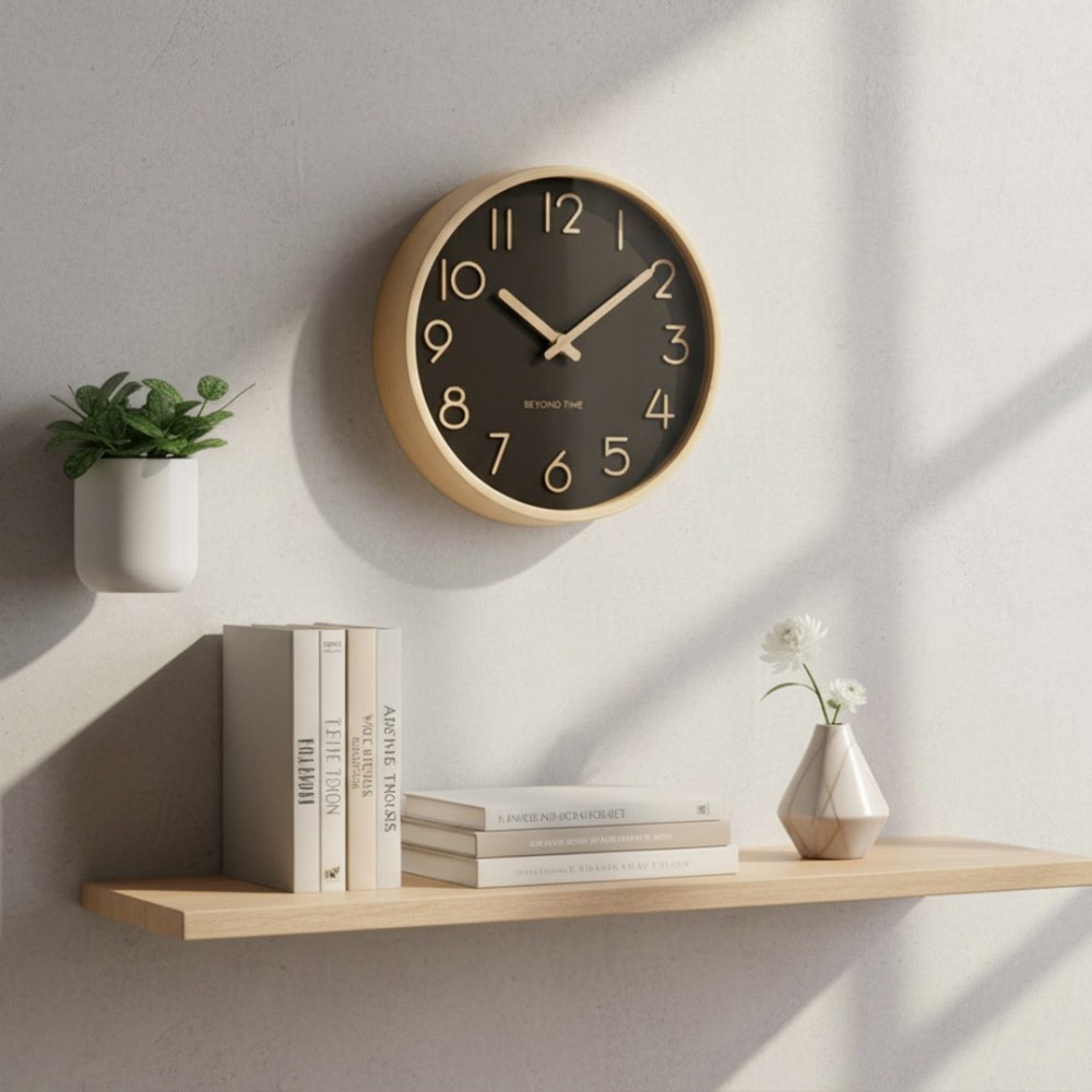 Seinäkello - Beyond Time Madera Vaalea Puu Musta