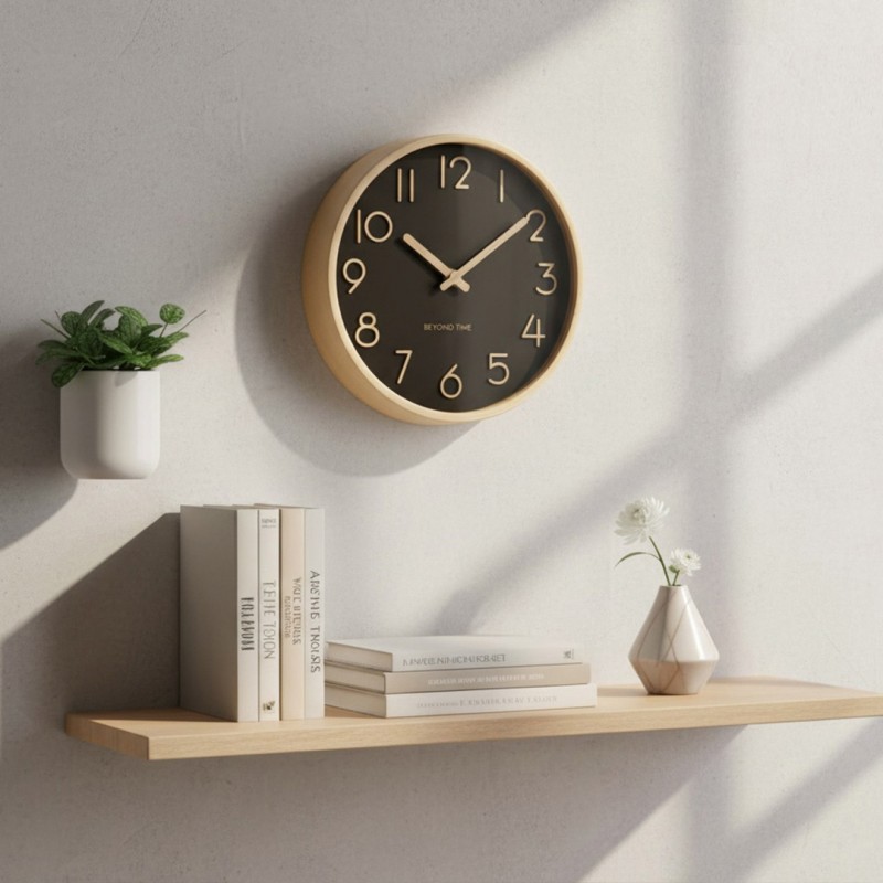 Seinäkello - Beyond Time Madera Vaalea Puu Musta