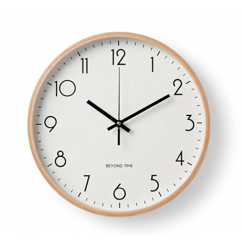 Seinäkello - Beyond Time Legna Vaalea Puu Valkoinen