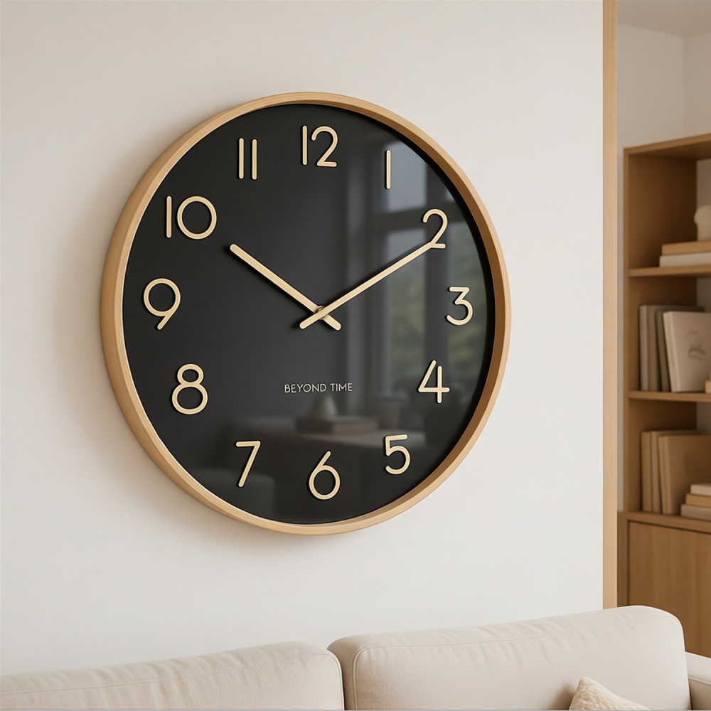 Seinäkello - Beyond Time Madera Grande Vaalea Puu Musta