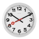 Seinäkello - NeXtime Station Number Hopea/Valkoinen