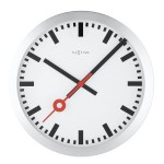 Seinäkello - NeXtime Station Stripe Hopea/Valkoinen